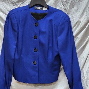 Vintage E. R. Gerard for Renlyn Wool Blue blazer 14 black art deco buttons